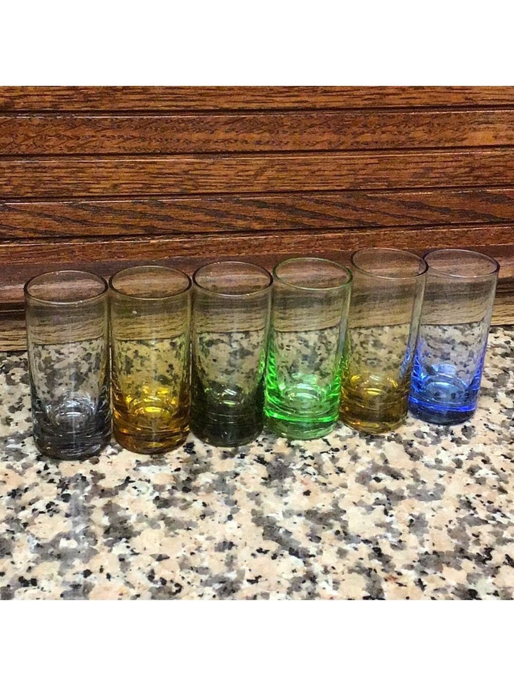 set of 6 colored MCM cordial shot glasses Aperitif - Picture 2 of 4